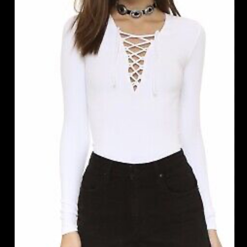 Free People Intimately White Lace Up Top